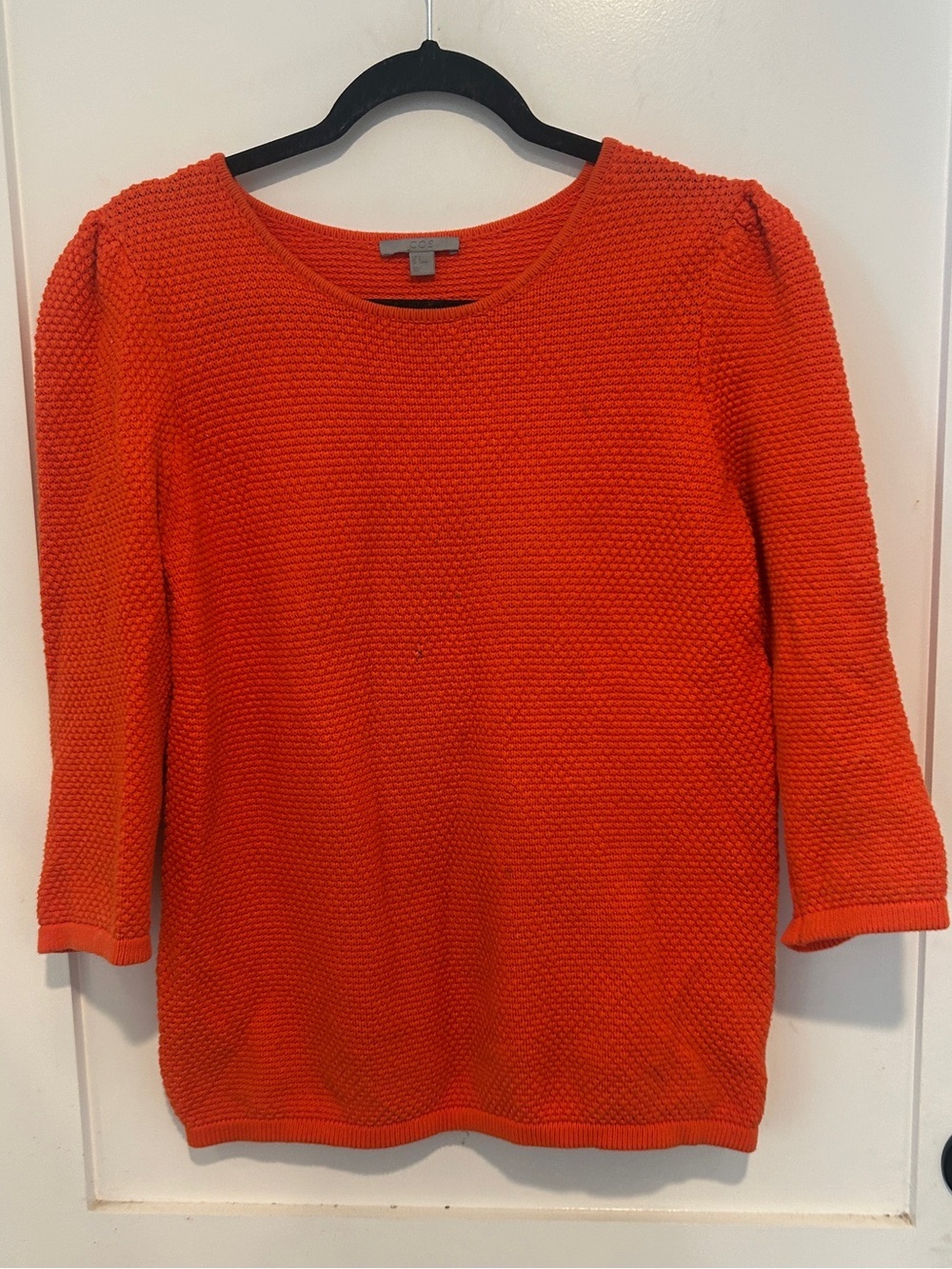 Cos Sweater orange 100% cotton sweater with balloon sleeves Medium